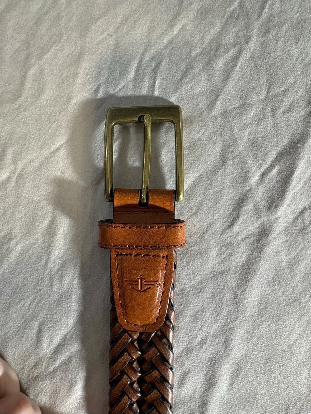 Dockers Braided Leather Belt in Tan with Brass Buckle